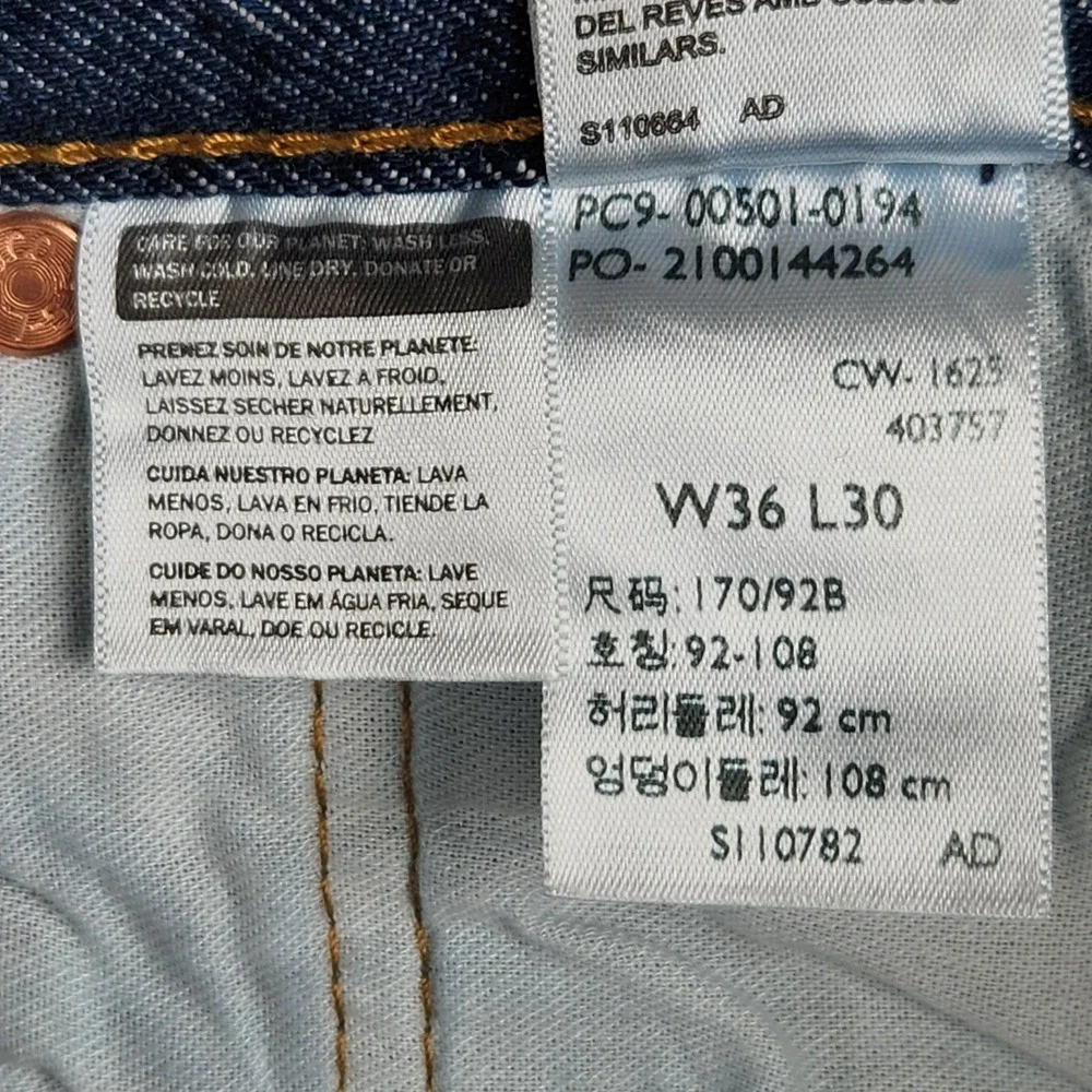 Levis 501 Original‎ Jeans Mens 36x30 Blue Dark Wash Straight Leg Button Fly NEW